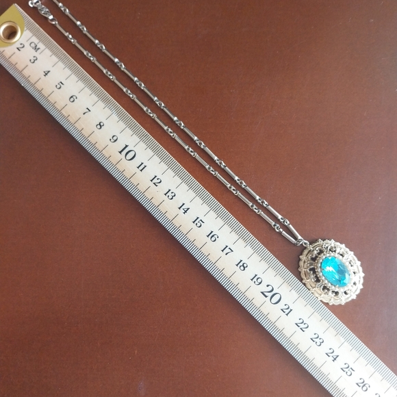 Coro Silver and Blue Necklace - Picture 6 of 9